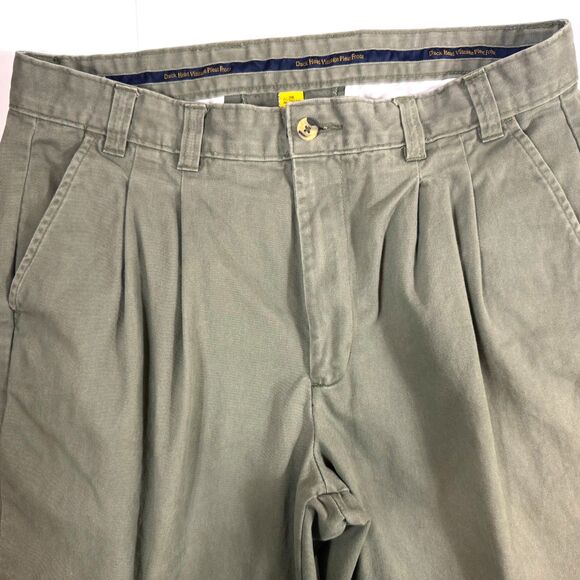 VTG Duck Head Vintage Pleat Front Khaki Chino Pants, Olive, 36x29, 100% Cotton - Picture 3 of 8